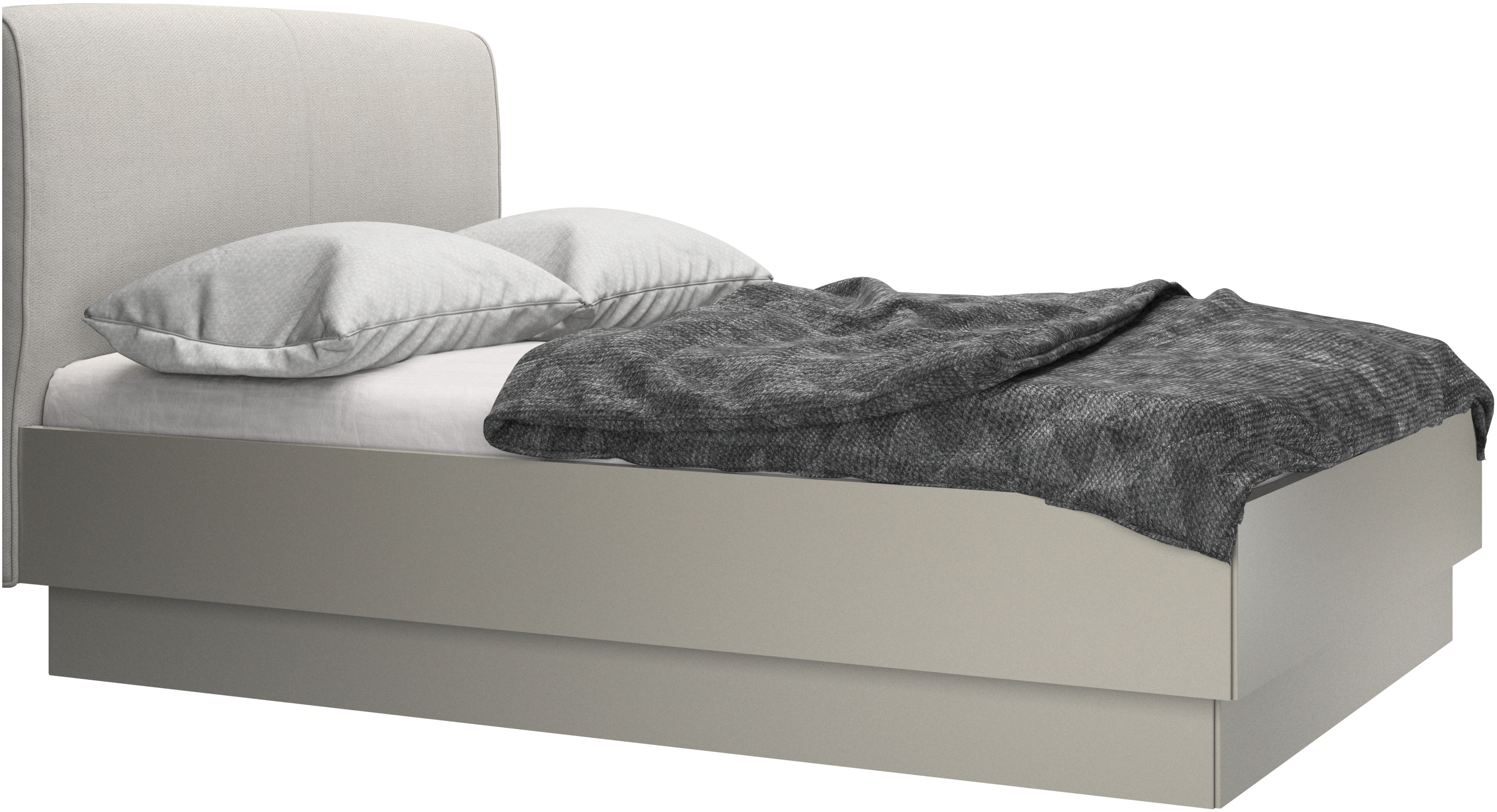 BoConcept (Mezzo カスタムオーダー ベッド )セット Lugano 収納ベッド リフト式フレーム & スラッツ付き